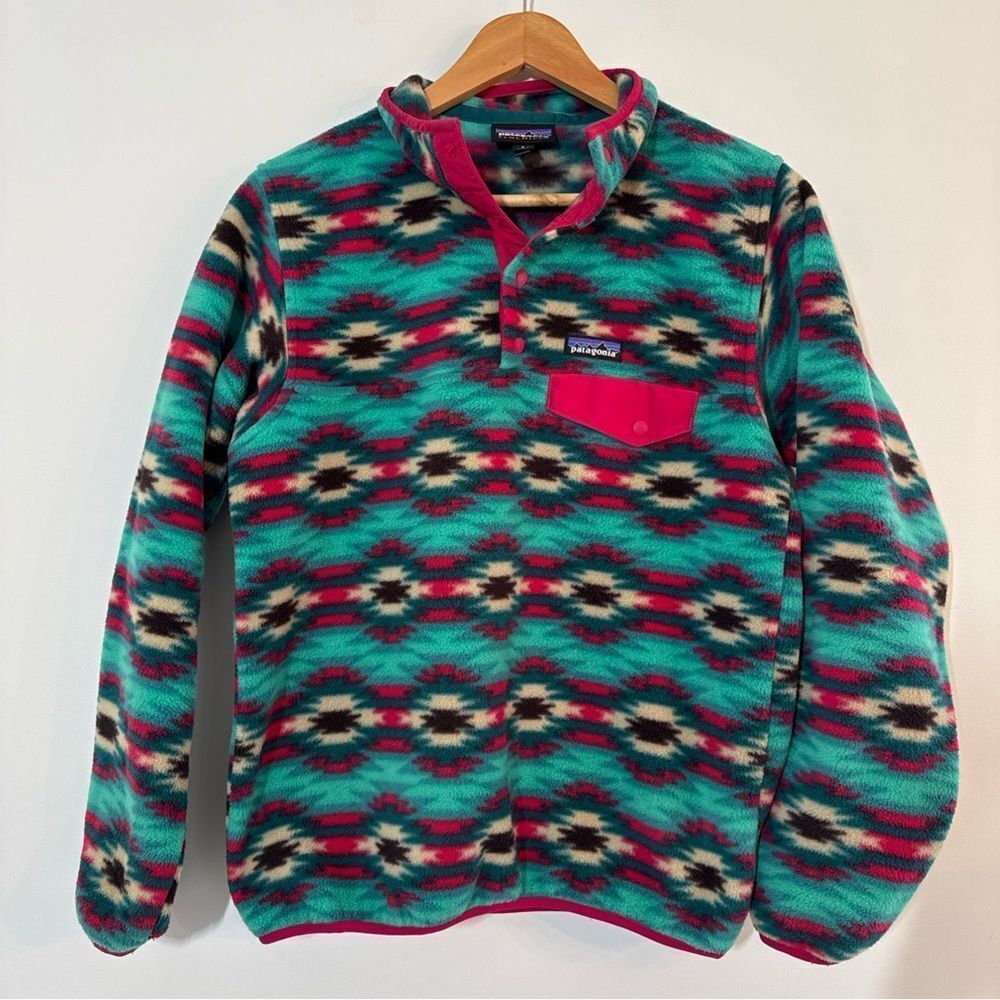 Patagonia Aztec Small Women’s Snap T Synchilla Rare Fleece Pullover